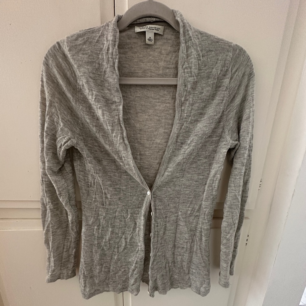 Banana Republic Gray Cardigan Sweater Lightweight Knit